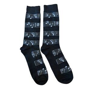 Musical Note Printed Black Crew Socks Concert Musician Music Novelty Singer